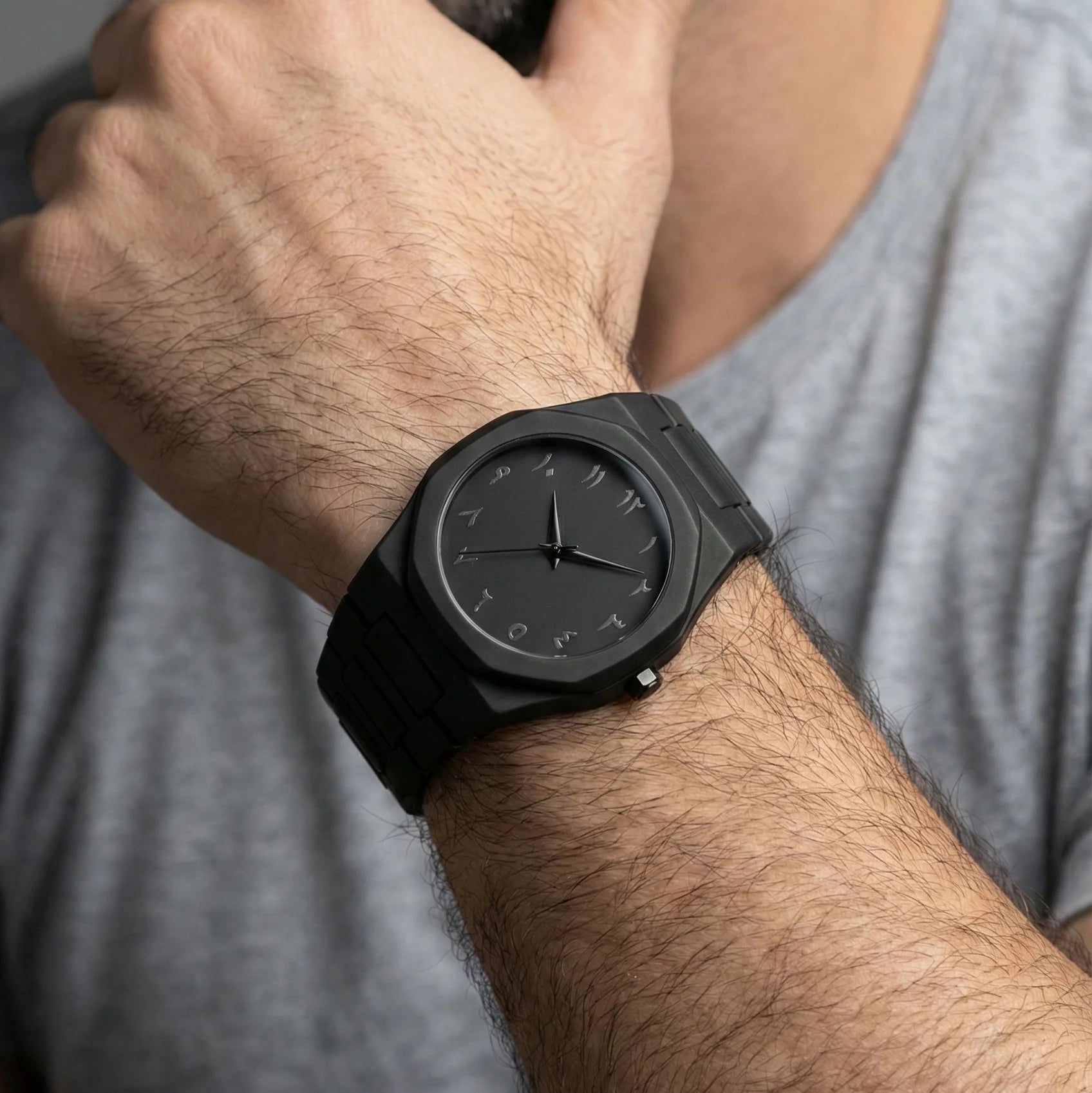 Arabic Black Aura- Metal Watch with date